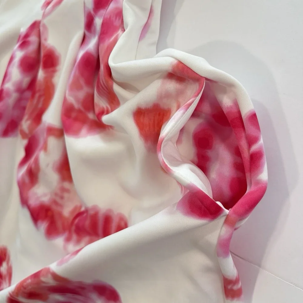 Calvin Klein Pink Tie Dye Floral Scuba Knit‎ Sleeveless Flare Dress Pockets 14